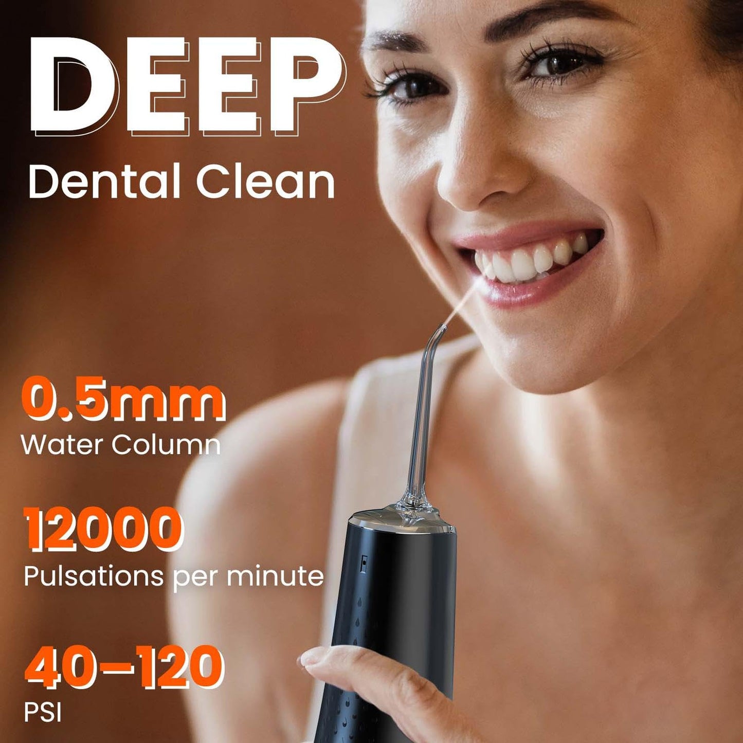 Water Dental Flosser Pick for Teeth - 300ML Portable Cordless Oral Irrigator, Rechargeable Irrigation Cleaner Professional Electric Flossing Machine for Teeth Cleaning Power Flosser Travel (Black)