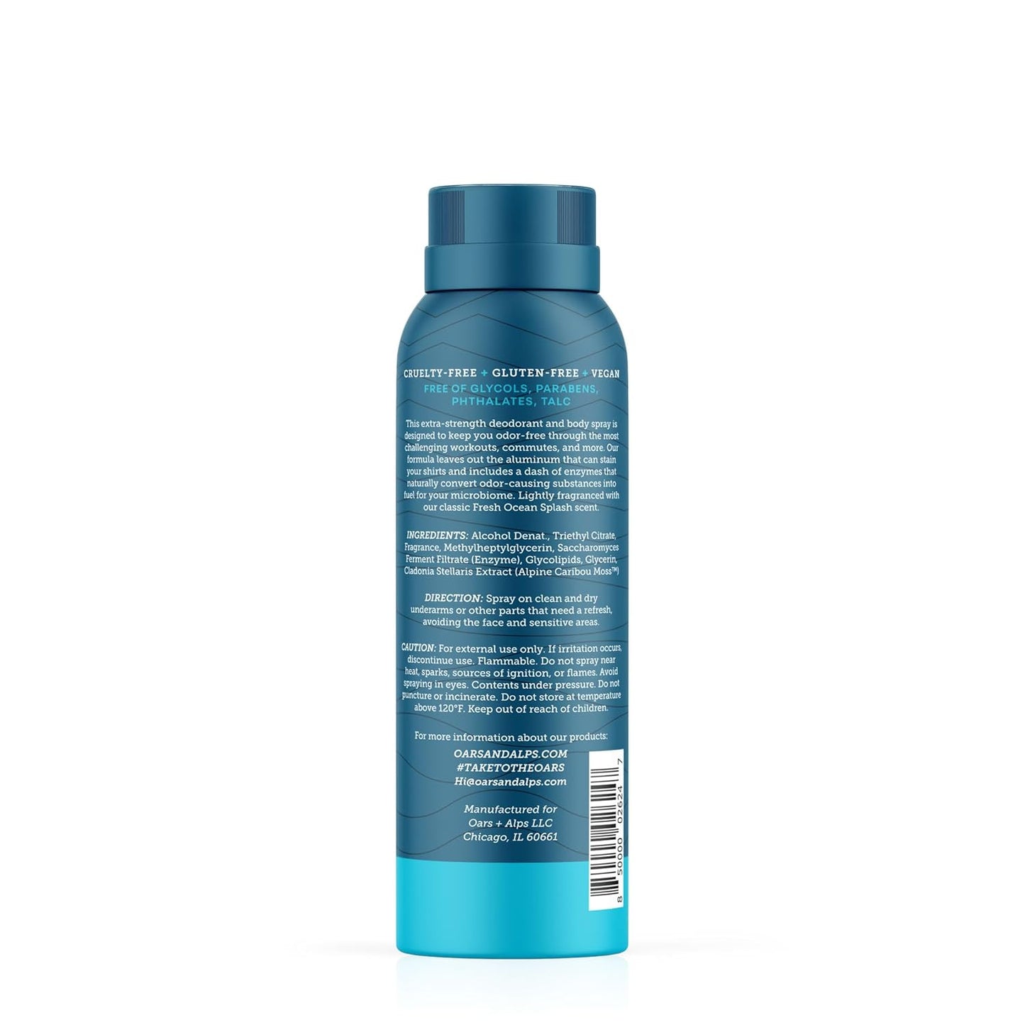 Oars + Alps Full Body Deodorant Spray - Aluminum-Free, Extra Strength, Long-Lasting Odor Protection | Fresh Ocean Splash, Travel Size (3-Pack)