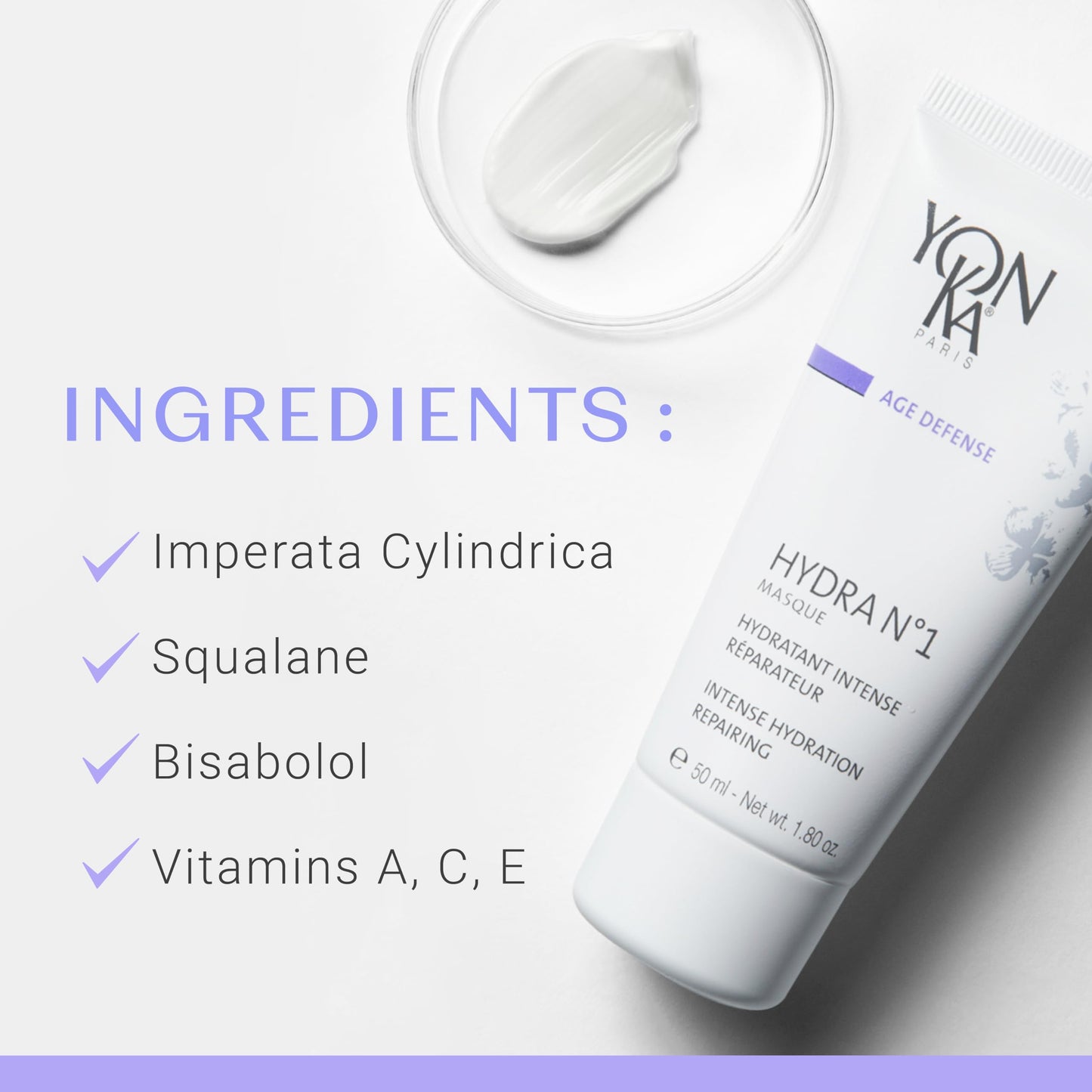 Yonka Hydra No. 1 Masque | Hydrating Face Mask with Vitamin C and Aloe Vera | Overnight Anti-Aging Treatment | For Normal to Dry Skin | Paraben-Free | 1.80 oz