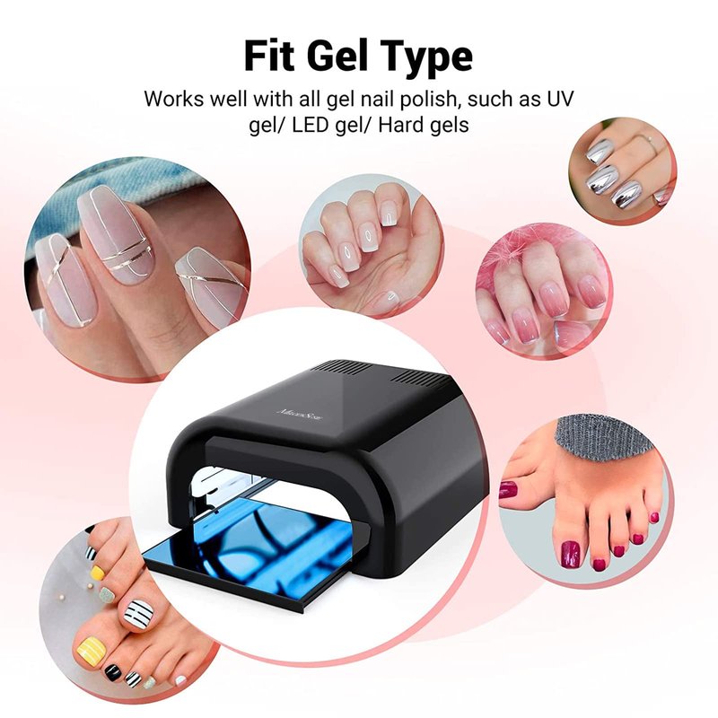 MelodySusie Professional UV Nail Lamp with 4 Light Tubes & Metal Sliding Base, S-Pro04 Salon-Grade Fast Curing Nail Dryer for 3D Printer UV Resin, Hard Gel, Extension, & Acrylic Gel Polishes
