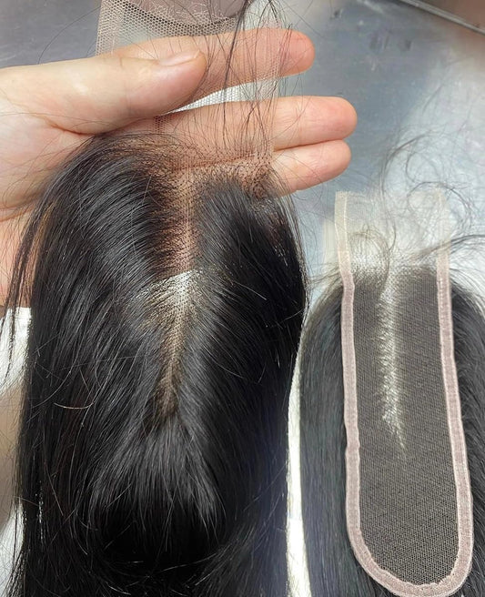 Topnormantic 2x6 Lace Closure, Skinlike Invisible HD Transparent Swiss Lace Closure Pre Plucked with Baby Hair 12A Grade Brazilian Human Hair with Small Single Knots Middle Part 14 Inch