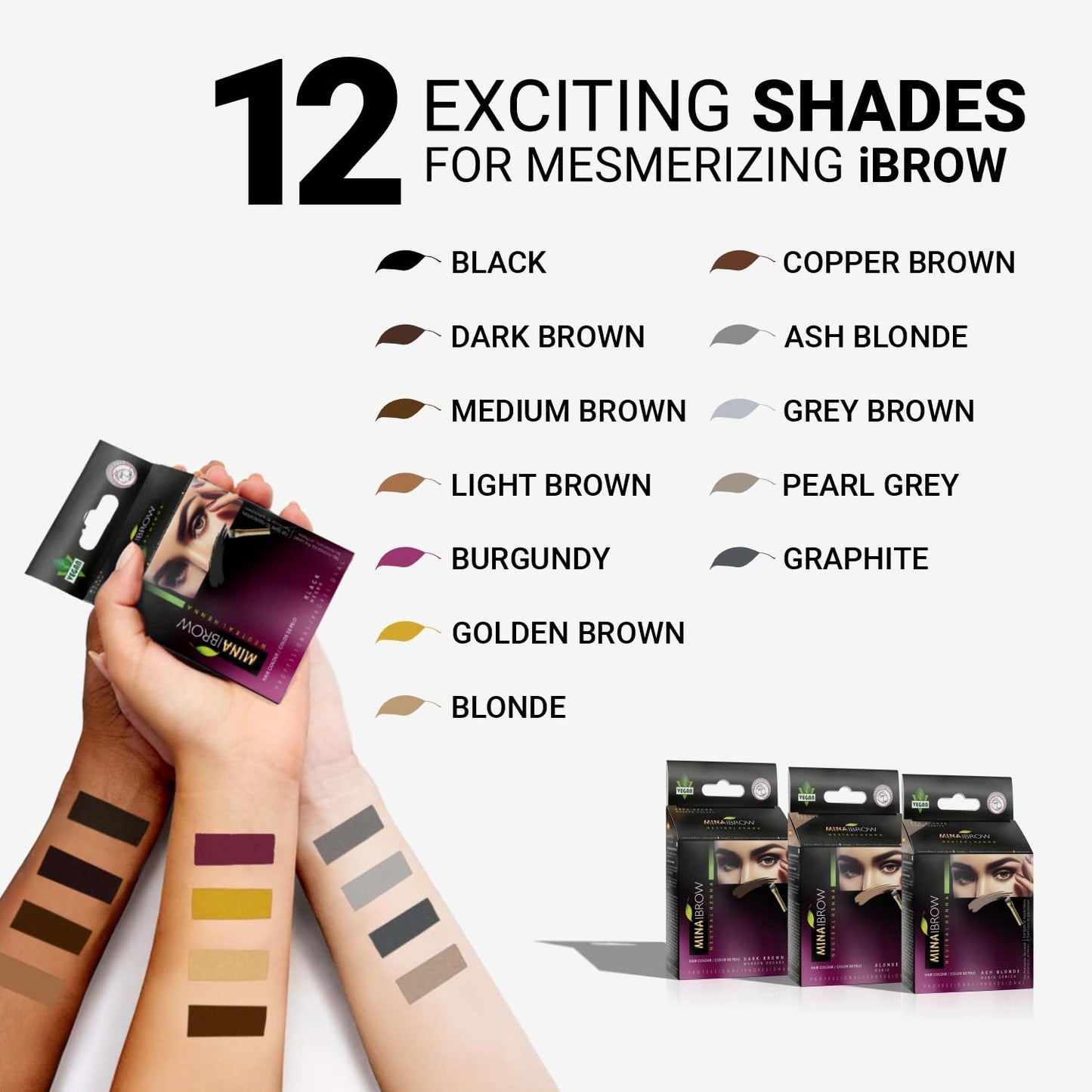 MinaiBrow Instant Hair Dye Kit Medium Brown | Natural Spot Coloring Tinting Powder with Brush, Water & Smudge Proof | 100% Grey Coverage Upto 30 Applications
