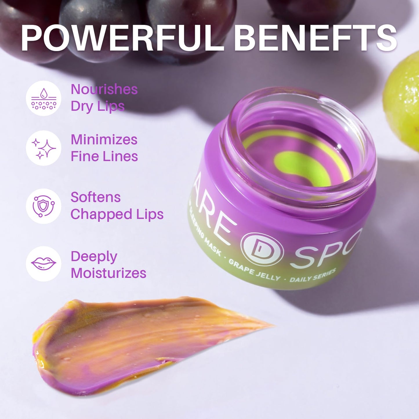 SPODARE Grape Lip Mask, Hydrating Overnight Lip Sleeping Mask, 12g