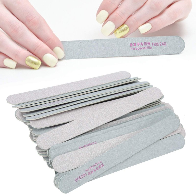 50Pcs Nail Files - 180/240 Grit Nail Art Buffering Files Double Sided Fingernail Files Professional Emery Boards Nail Care Files Manicure Pedicure Tools for Acrylic Artificial