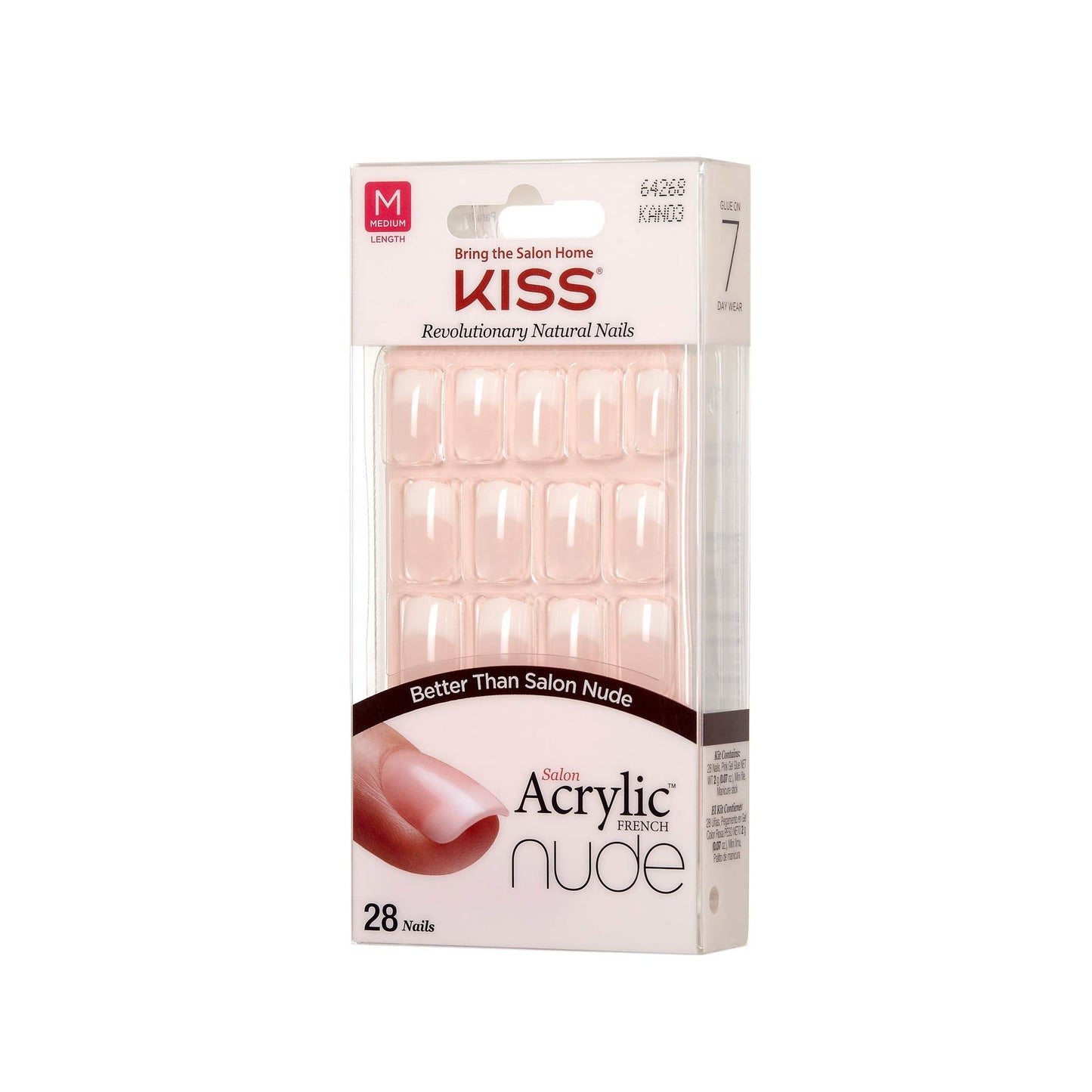 Kiss Salon Acrylic Nude French 28 Count Medium Length Flat (Pack of 6)