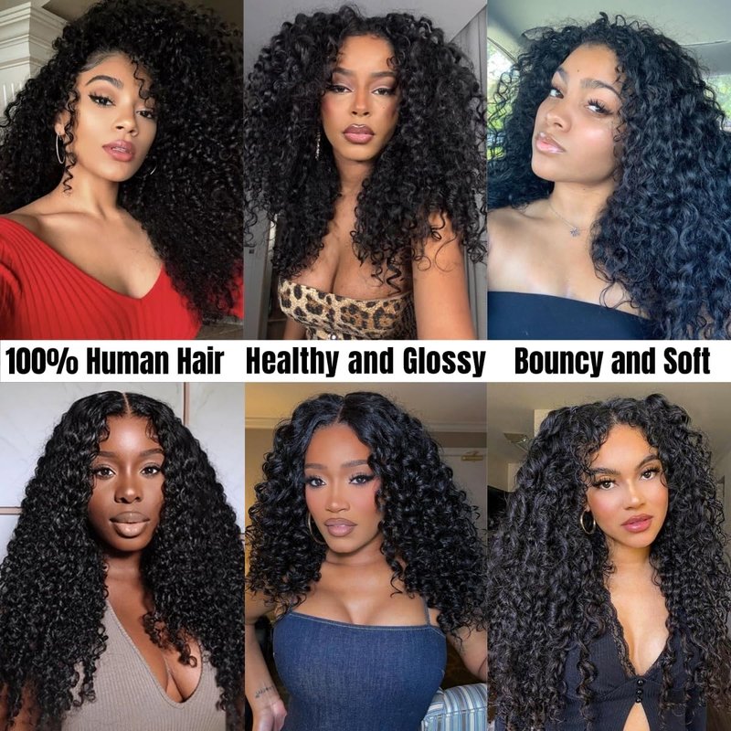 BELE Burmese Curly Bundles Human Hair 16 Inches 100% Unprocessed Quick Weave 3c4a Water Wave with Spiral Curly End Real Human Hair Extensions Natural Black