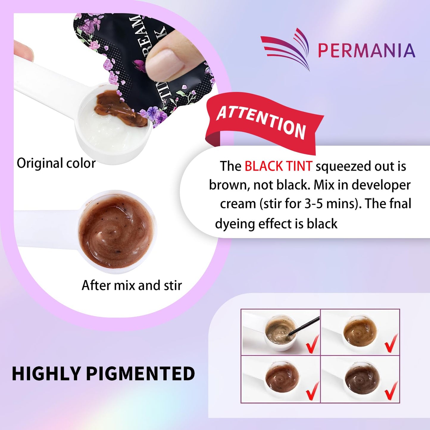 PERMANIA Lash Color Kit, Professional Natural Black Brow Color Lasts up to 4 Weeks for Newbie & Pro Kit Fast Quick Coloring (without silicone eye patch)