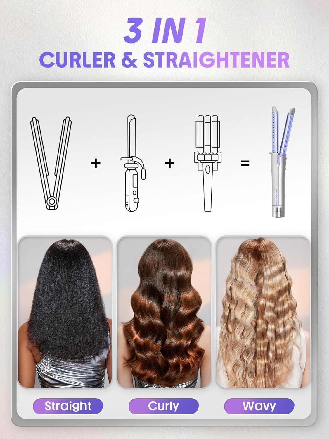 Manual Airflow Styler Curling Iron - 2 in 1 Hair Straightener & Curler with 360° Cool Air Lock | 1 Inch, Anti-Scald, 4 Temperature Settings