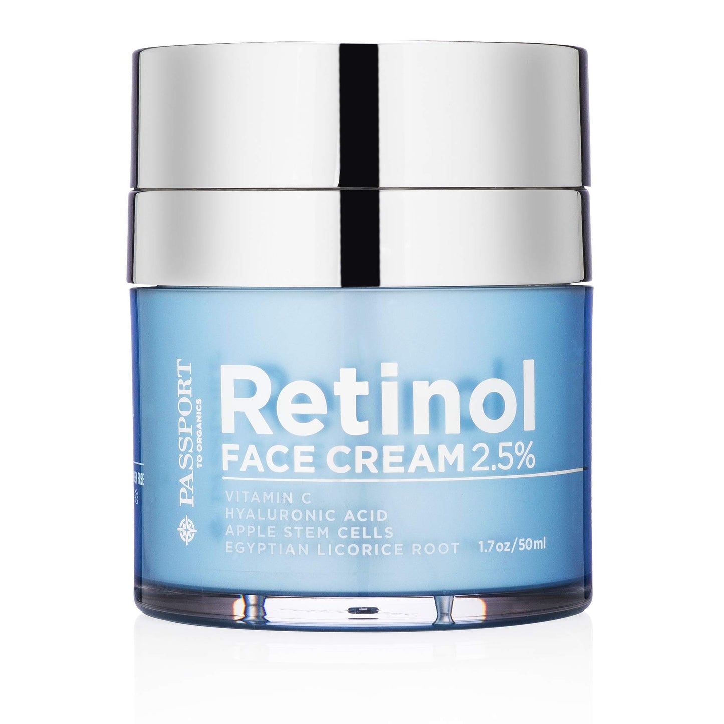Passport to Organics Retinol 2.5% High Potency Face Cream - Anti-Aging Cream - Organic Moisturizing Cream with Vitamin C, Hyaluronic Acid & Essential Oils - Retinol Moisturizer for Dry Skin - 1.7oz