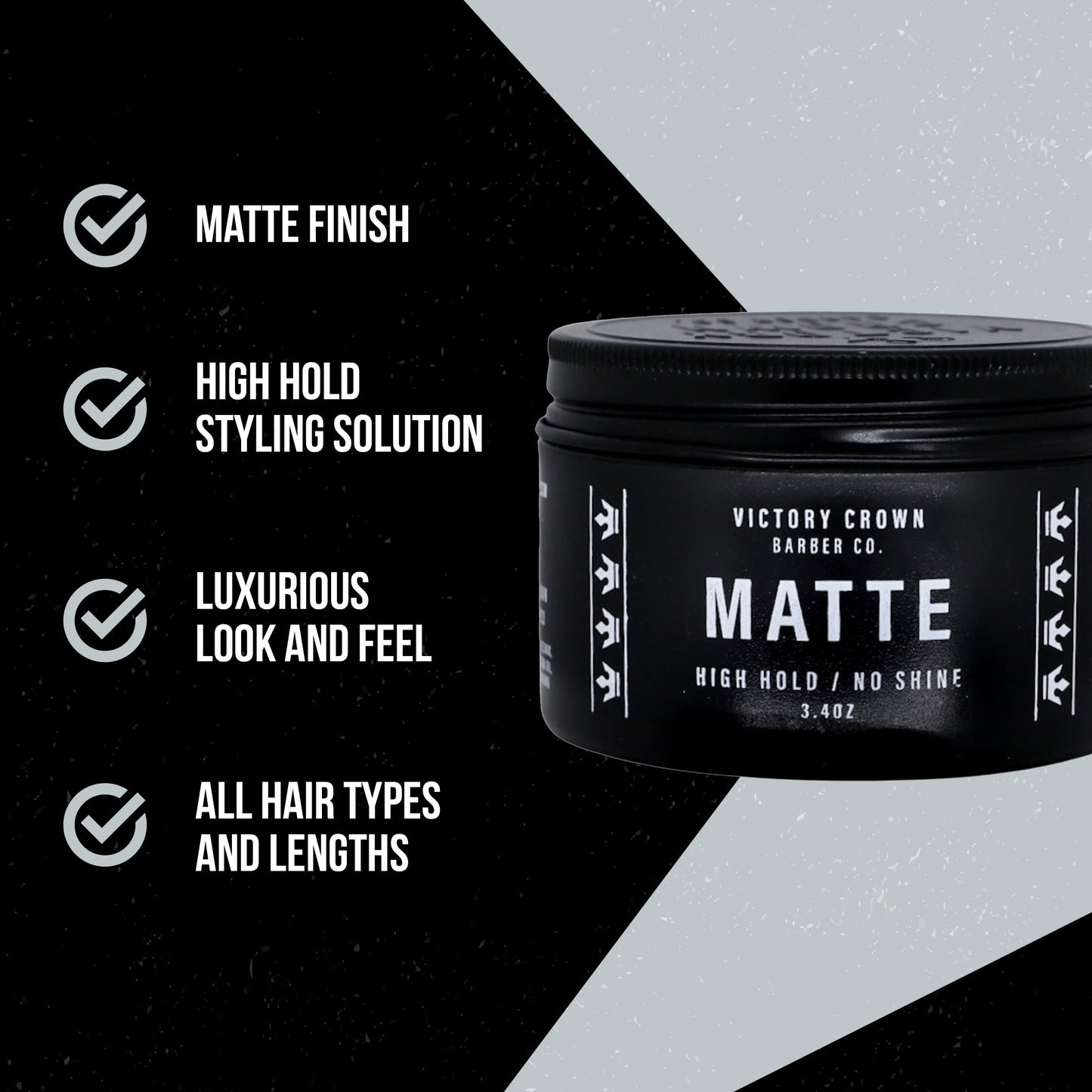 Victory Crown Matte Pomade High Hold & No Shine Hair Styling Wax for Natural & Sophisticated Looks, 3.4 Oz