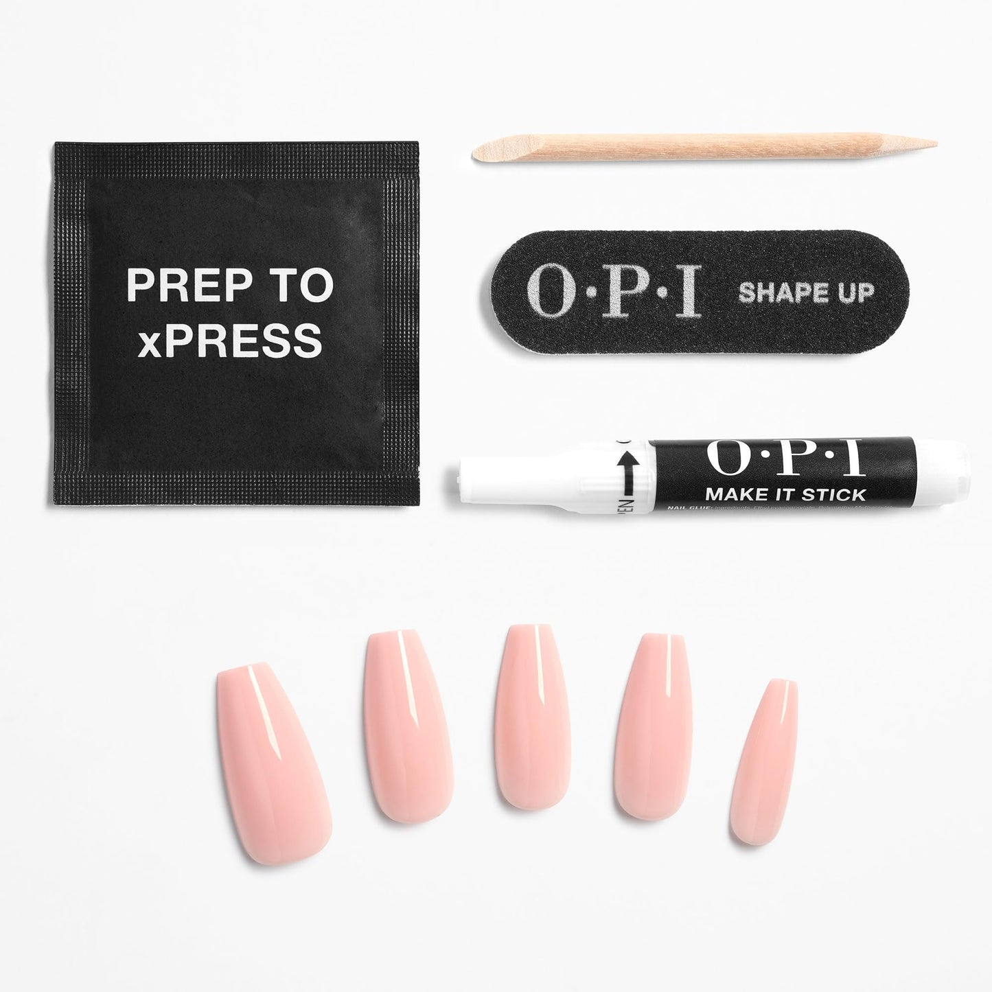Bundle of OPI xPress/On Press On Nails, With Nail Glue, Long Neutral Coffin Shape Nails, Bubble Bath + OPI Nail Envy, Nail Strengthening Treatment, Stronger Nails in 1 Week, Vegan Formula, 0.5 fl oz