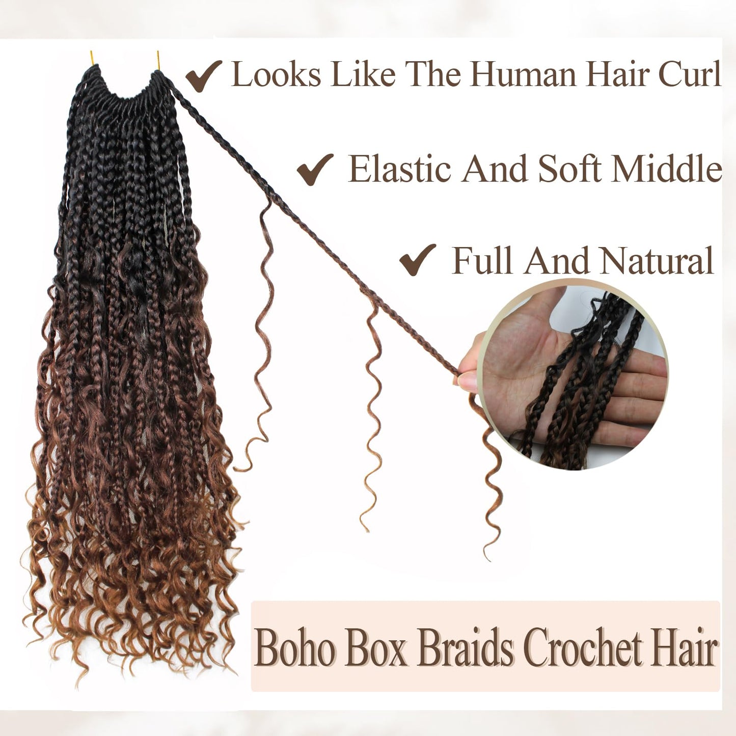 Vustbeauty 9 Packs Boho Box Braids Crochet Hair 24 Inch Goddess Box Braids Crochet Hair With Curly Ends Synthetic Bohemian Braids Hair Extension For Women (24inch,1b/4/30)