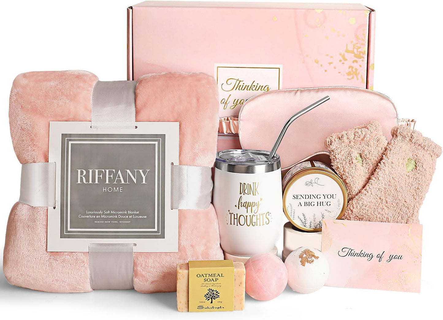 Unique Birthday Gift Basket for Women - Self-Care Package with Luxury Flannel Blanket | Perfect for Mom, Sister, or Best Friend