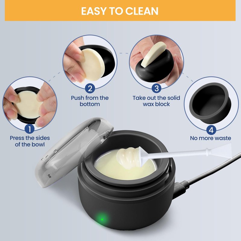 SUERBEATY Ear Nose Wax Kit Men, Nose Hair Waxing Kit for Men, Ear Hair Removal Wax 100g, 20 Pcs Nose Applicator, 15-20 Times, Usb Rapid Heating, Constant Temperature, Painless, Black