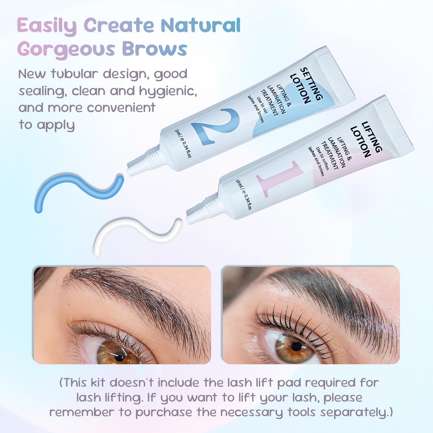PERMANIA Lifting and Setting Lotion, 10 ml Tube Design Salon Grade for Korean Lash Lift and Brow Lamination Beauty Treatments (only lifting and setting lotion)