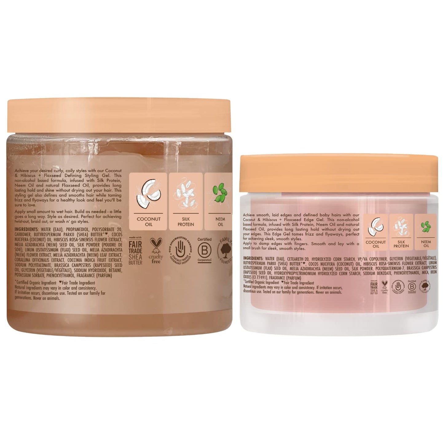SheaMoisture Hair Styling Gel - Coconut & Hibiscus for Thick Curly Hair | Includes Flaxseed Anti-Frizz Edge Control (15 oz + 3.5 oz)