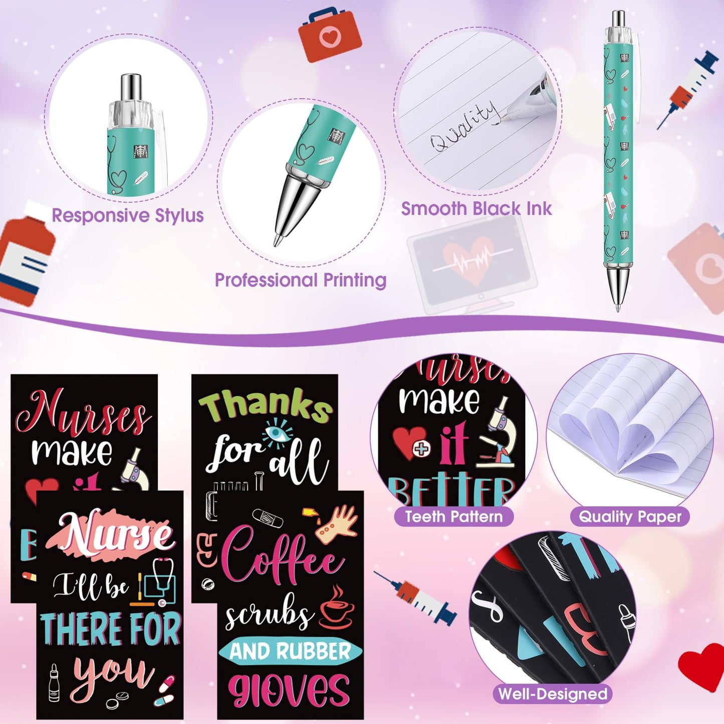 Fulmoon 40 Pcs Cna Week Appreciation Gifts Bulk 2026 Nurse Gifts for Women Novelty Socks Makeup Bags Keychains Notebooks Ballpoints for Cna Nurse Graduation