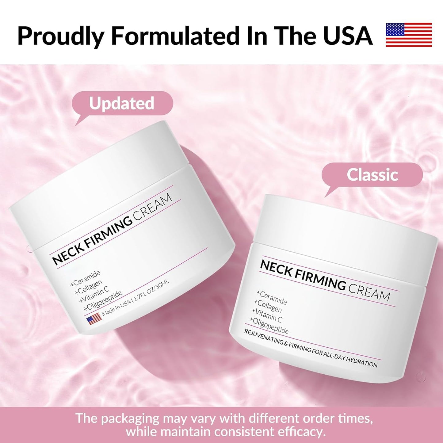 Neck Firming Cream with Collagen & Hyaluronic Acid - Made in USA, Anti-Aging Moisturizer Neck Cream for Tightening and Lifting, Women Facial Skin Care Wrinkle Cream for Face Neck Décolleté-1.7 fl.oz