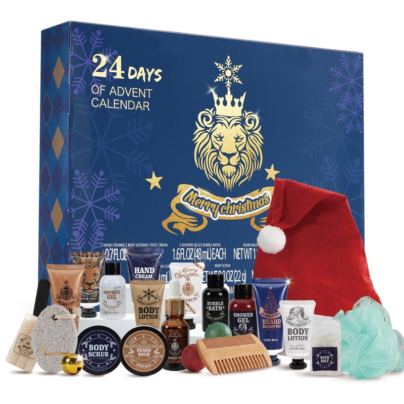 Advent Calendar 2025 for Adults, BODY & EARTH 24-Day Mens Advent Skincare Calendar 24PCS Beard Care Grooming Set, 2025 Beauty Countdown Calendar Christams Holiday Suprise Gift for Dads Boyfriend