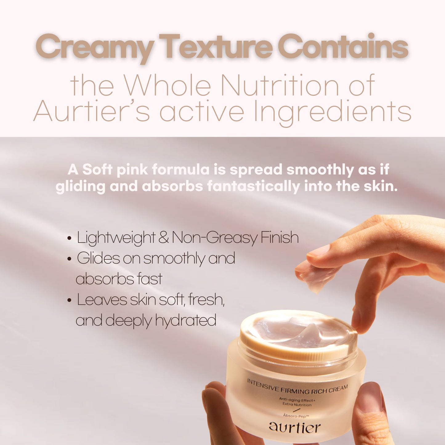 aurtier Intensive Firming Rich Cream, Anti-Aging Moisturizer with Collagen Peptides EGF Hyaluronic Acid for Wrinkle Smooths, Firming, Lifting & Deep Hydration 1.69 Oz