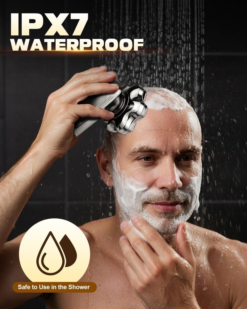 Head Shaver for Bald Men - 7D Waterproof Electric Razor with Detachable Blades | 5-in-1 Grooming Kit for Smooth Shaving