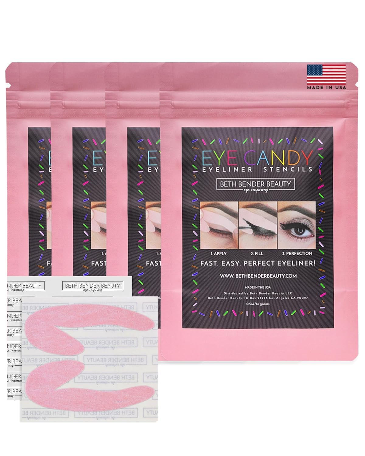 Eyeliner Stencils | Cat Eyeliner Stencil & Winged Eyeliner Tool | Made in USA & Created by Celebrity Makeup Artist | Reusable and Flexible Eyeliner Tape & Eyeshadow Tape | 96 Stencils…