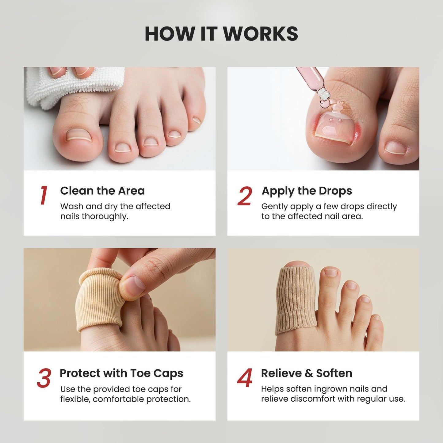 Treatonic Ingrown Toenail Treatment Drops - Ingrown Toenail Softener and Reliever Kit for Easy Trimming with Silicone Gel Toe Caps - 2 Pack