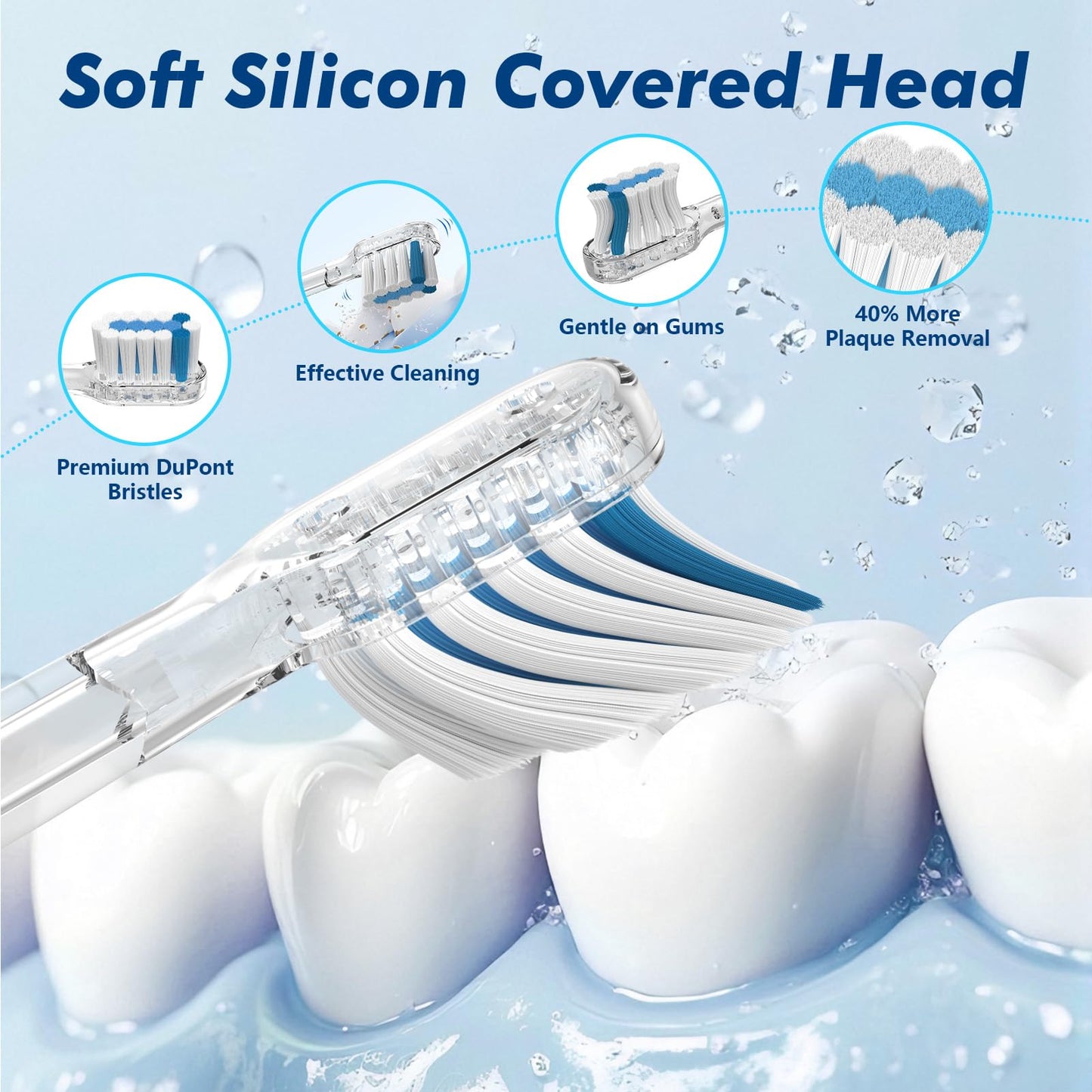 Nefwhof Electric Toothbrush for Adults, Rechargeable Sonic Toothbrush with 42,000 VPM, 5 Modes, 2-Min Timer, IPX7 Waterproof, 6 Brush Heads, Travel Friendly