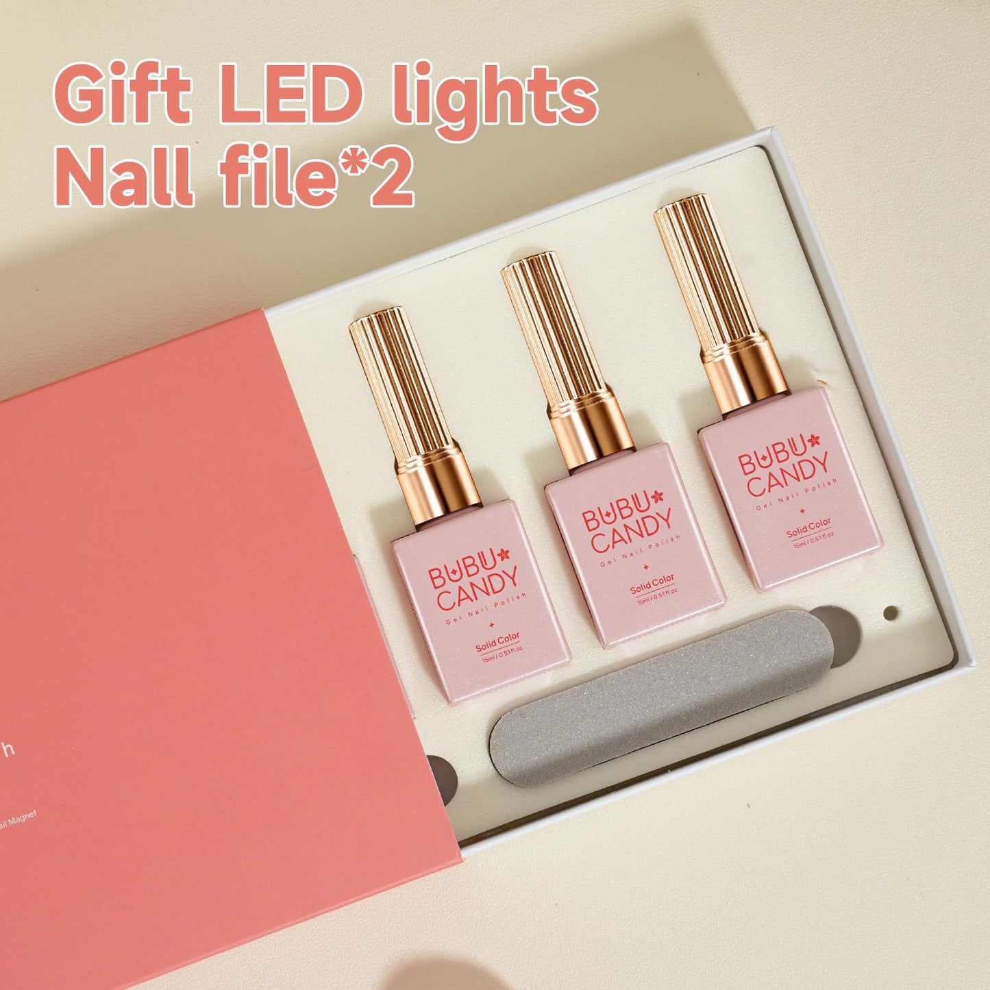 BUBU CANDY 15ml 6Color Gel nail polish kit Gift LED lights Nail file Daily nude color series set,Hema free, Salon Manicure and Nail Art DIY at Home Solid color DIY at Home for Women