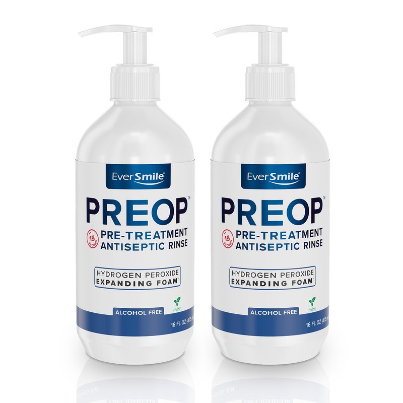 EverSmile PreOp Foaming Rinse – Deep Clean Mouthwash with Hydrogen Peroxide – Alcohol Free Rinse to Mouth Wash Daily & Before Treatment – Helps Heal Canker Sores – 100 Uses Per 16oz Bottle (2 Pack)