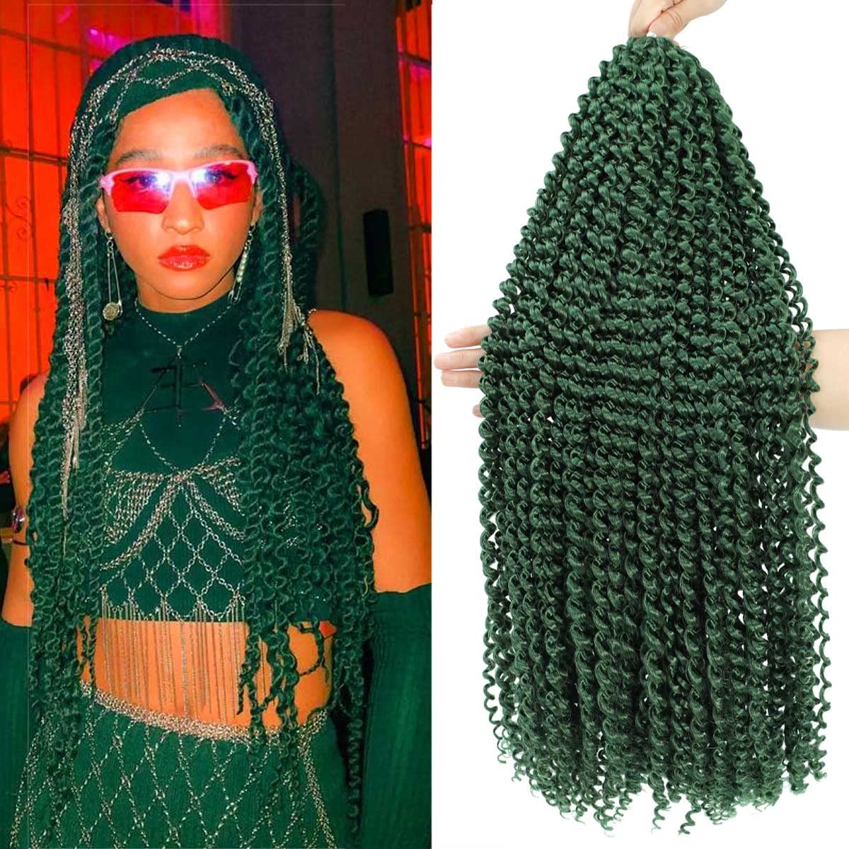 Passion Twist Hair 24 Inch 7 Packs Black Water Wave Crochet Hair for Passion Twists Long Bohemian Braiding Protective Style Hair Extensions, Tangle Free, No odor, Skin Friendly (24 Inch 7 Packs,1B#)