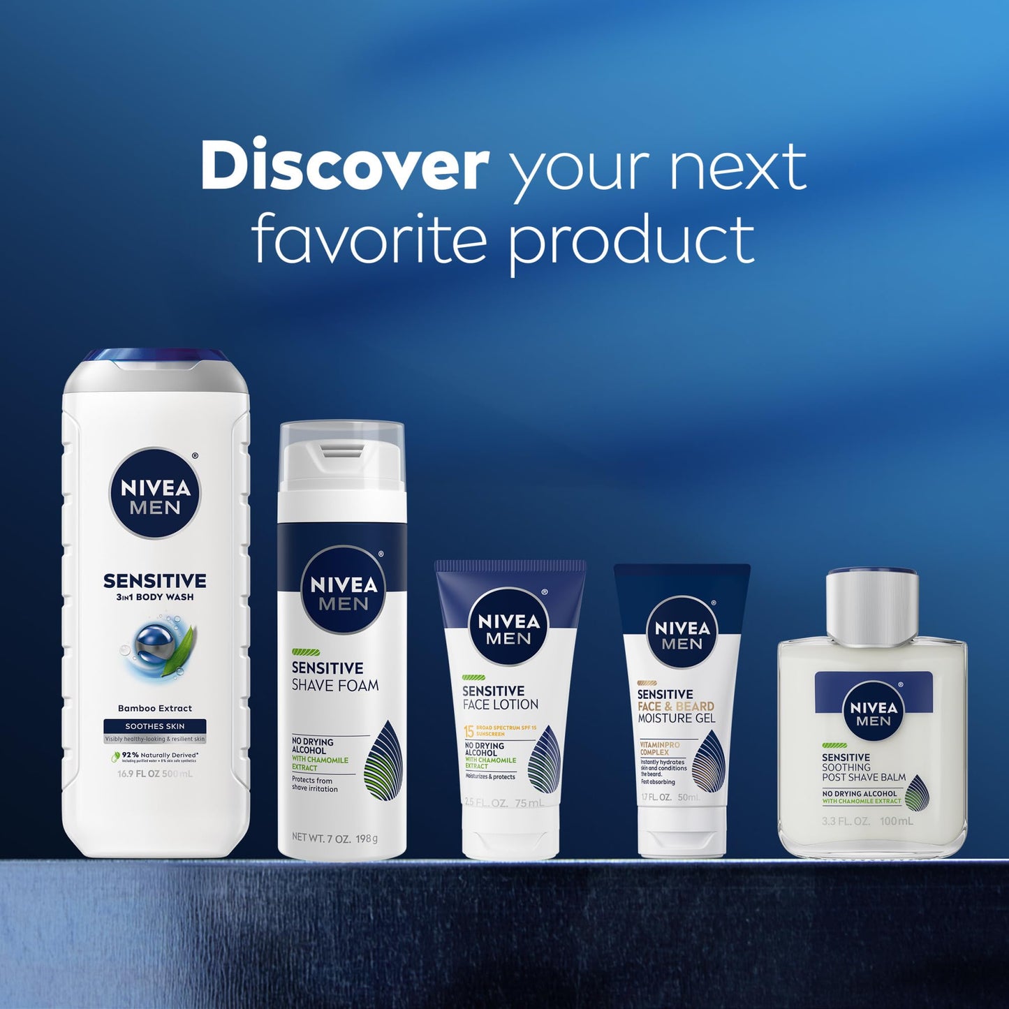 NIVEA MEN Sensitive Body Wash with Bamboo Extract, Moisturizing Body Wash for Sensitive Skin
