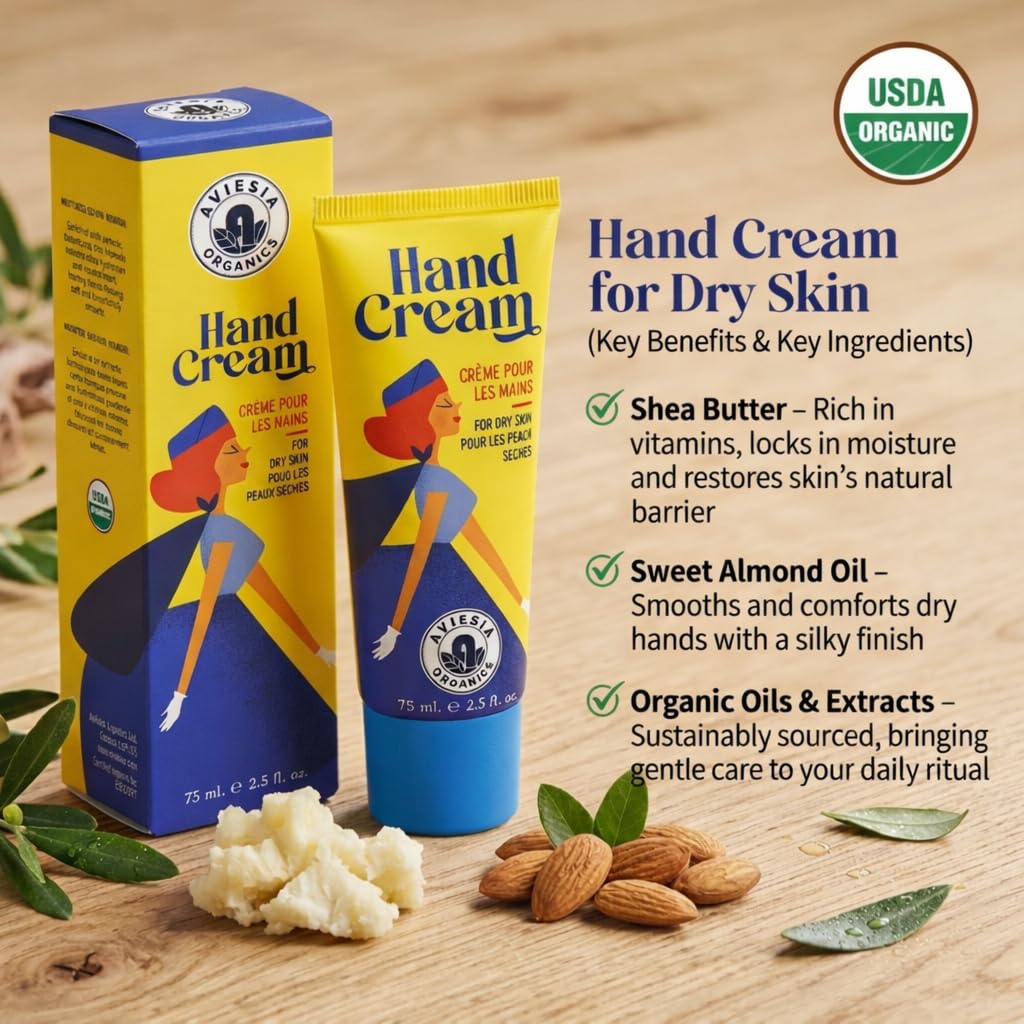 Aviesia Organics USDA Certified Hand Cream For Dry Skin 75ml
