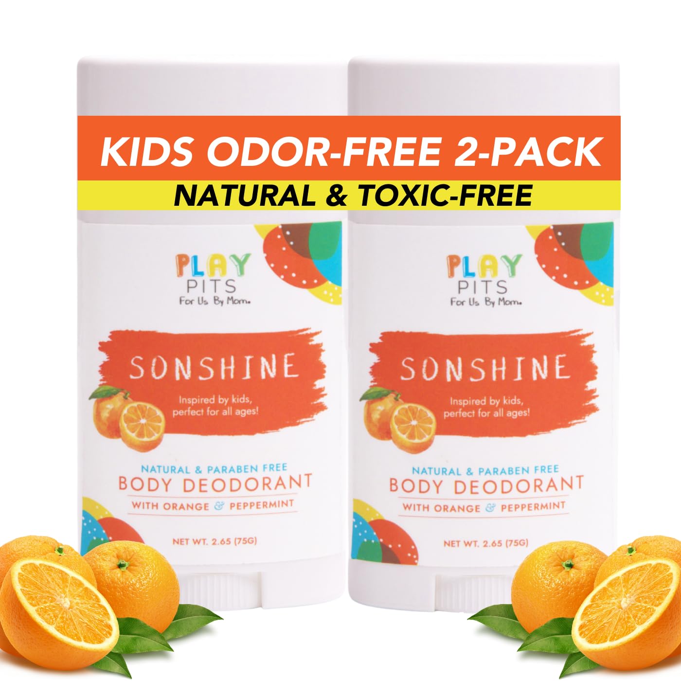 PLAY PITS - Natural Kids Deodorant - SONSHINE - 2.65oz - 2pk