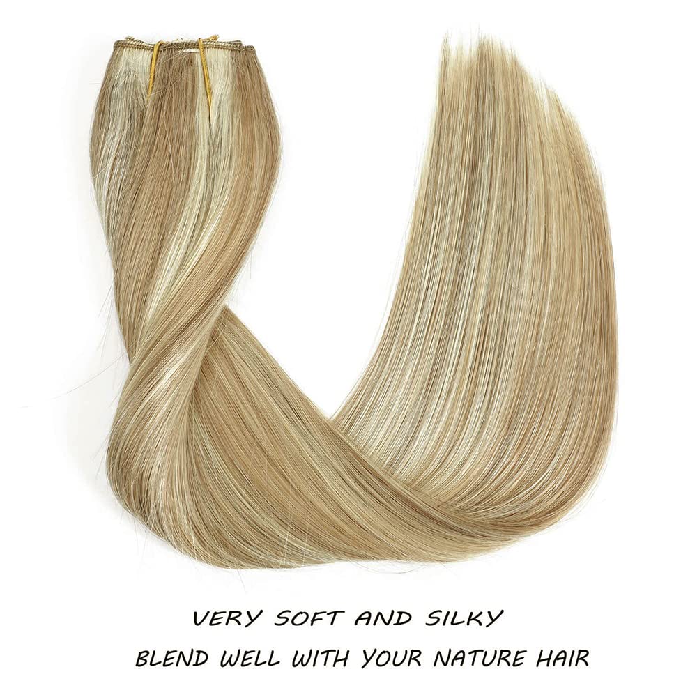 Human Hair Wire Extensions - 12 Inch Light Blonde to Bleach Blonde #16/613 | Seamless & Versatile