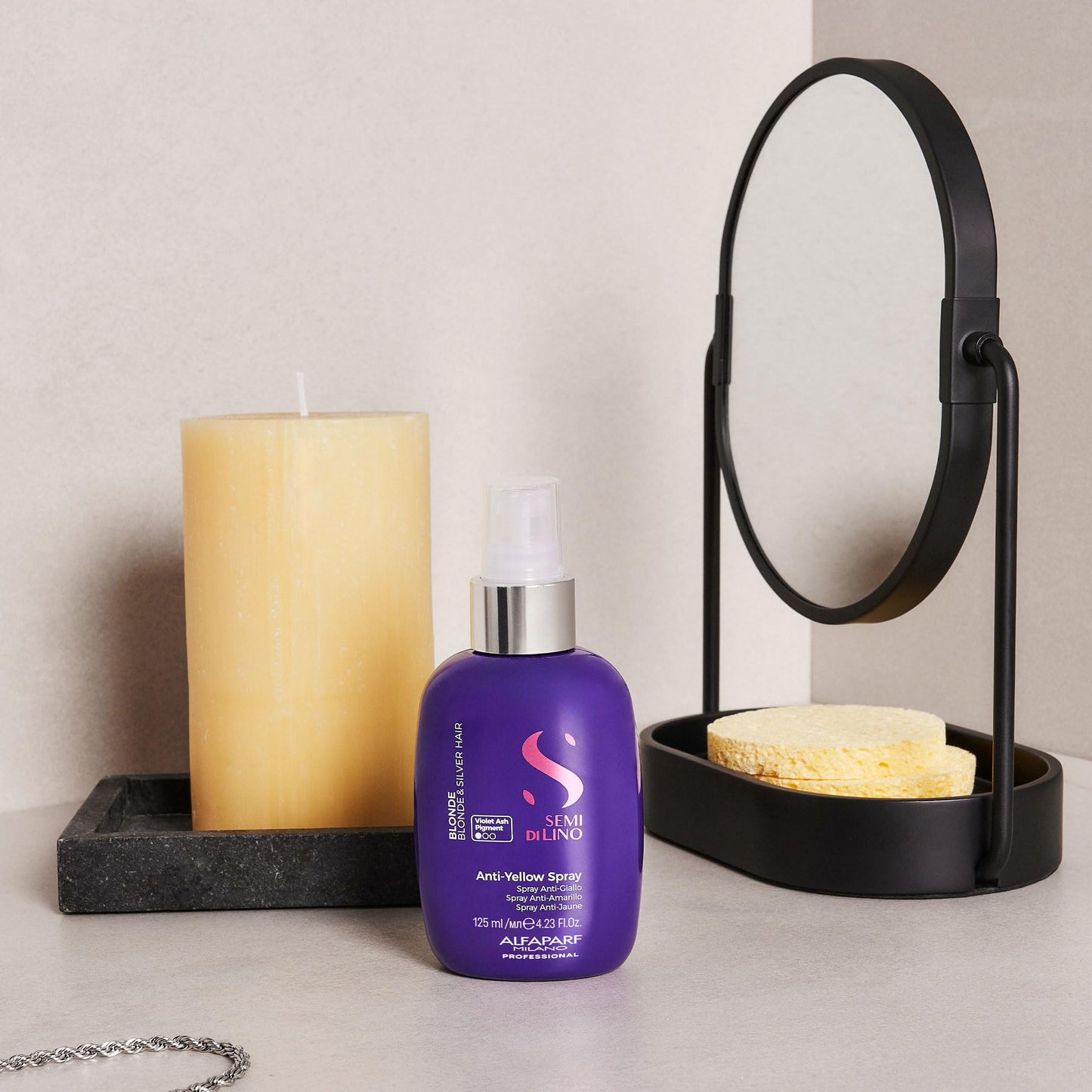 ALFAPARF MILANO Semi di Lino Blonde Anti-Yellow Spray for Blonde, Platinum and Silver Hair - Sulfate Free Lightening Spray - Removes Yellow, Brassy Tones - Detangles, Corrects Brassiness
