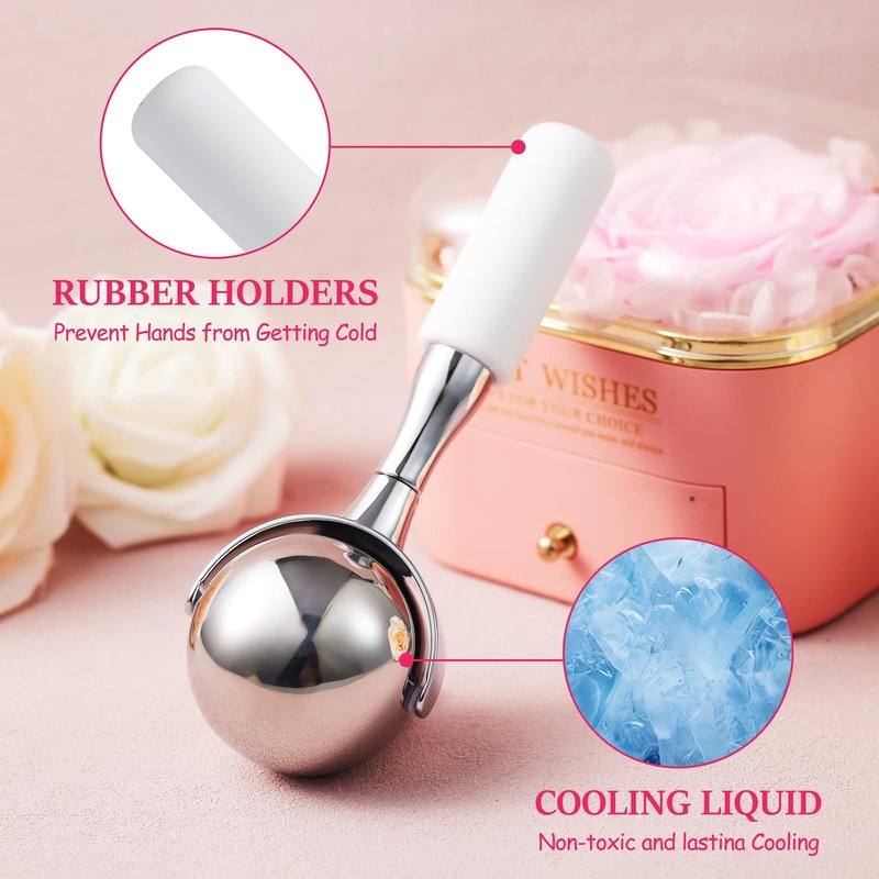 Cryo Sticks for Face-360 Rotating Unbreakable Steel Ice Globes, Cold Massage Roller Ball -Facial Skin Care Tools for Women, Ice Globes for Face and Eyes-Face Ice Roller-Ice Roller for Face