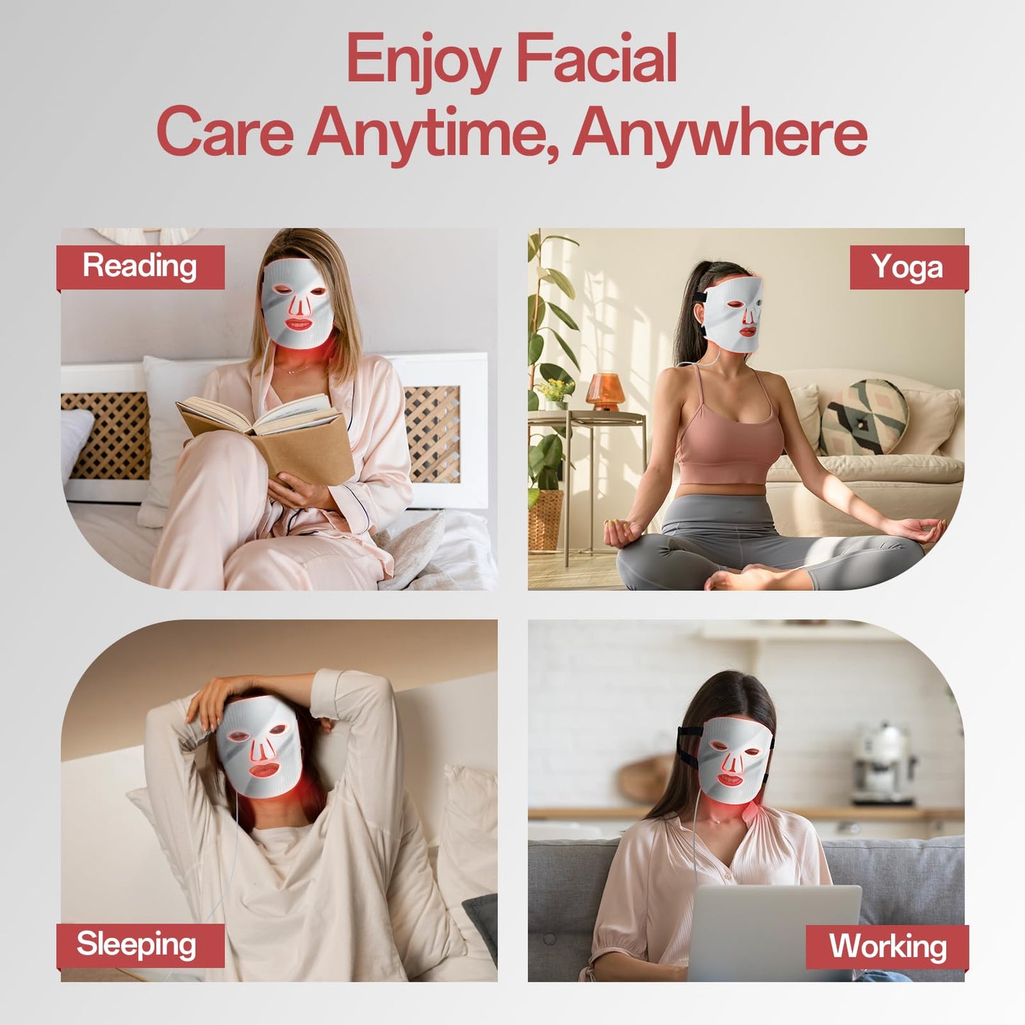 Facego Red Light Mask - 7 Colors Red Light Mask for Face, Facial Skin Care Device with Remote Control, Ergonomic Design and Portable for Home