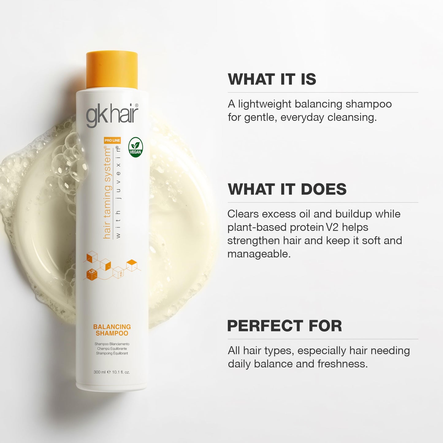 GK HAIR Balancing Shampoo Cleanses and Removes Buildup with Keratin Treatment For Oily Control Flaky Itchy Dry Scalp Thinning nourishing Hair Sulfate Free Women and Men – 10.1 Ounce