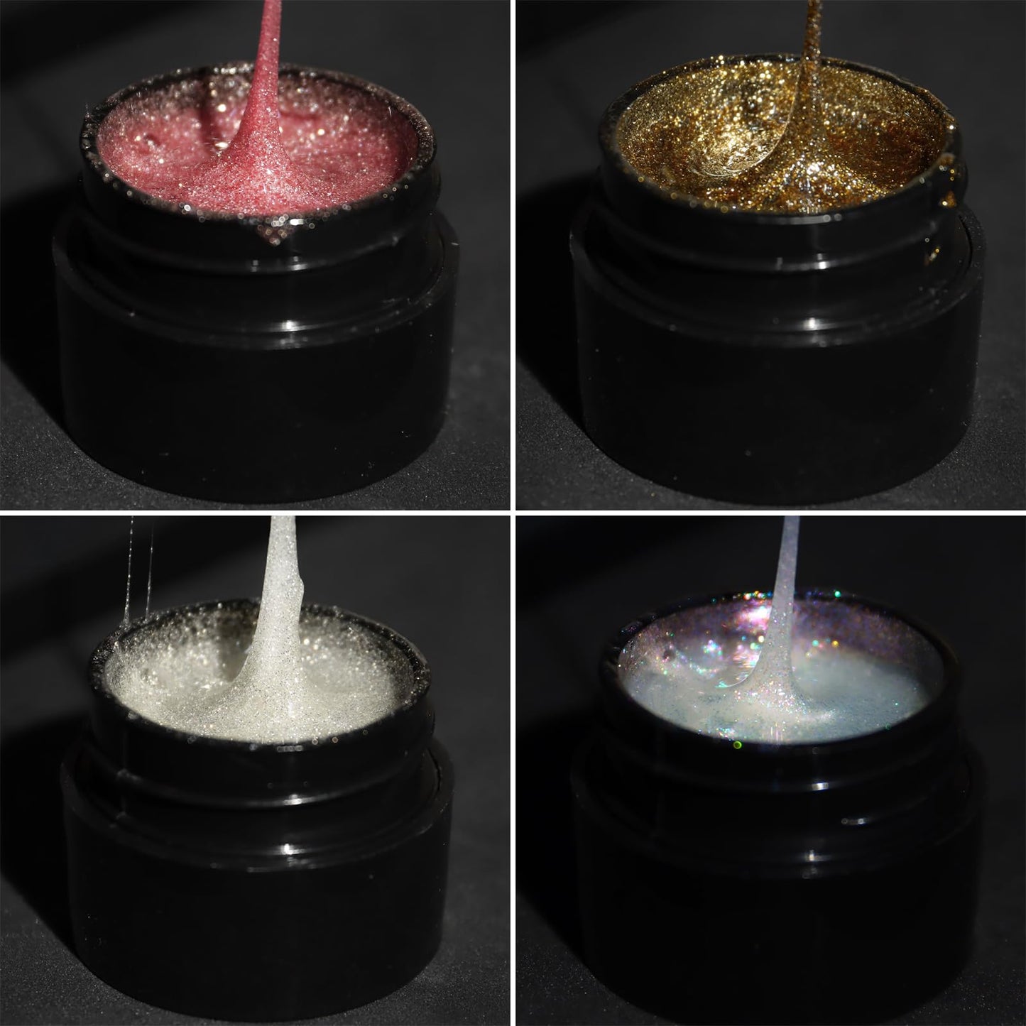 SUTOKAKA Reflective Glitter Spider Gel, 4 Colors Sparkle Diamond Sliver Gold Pink Elastic Spider Gel Polish, Nail Designs Paint Wire Drawing Gels Polish for Line DIY Manicure Home or Salon Use