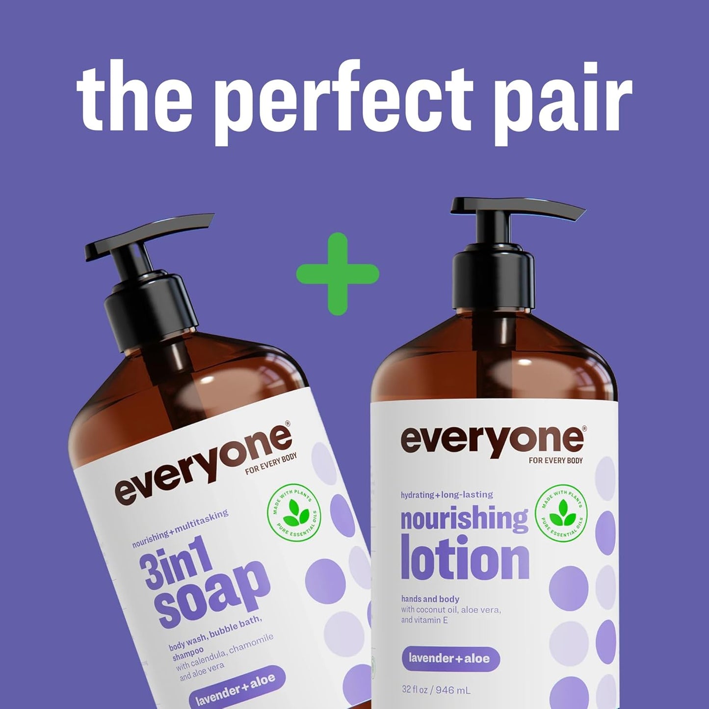 3-in-1 Lavender & Aloe Soap | Body Wash, Bubble Bath & Shampoo - 32 Oz (Pack of 2) with Essential Oils