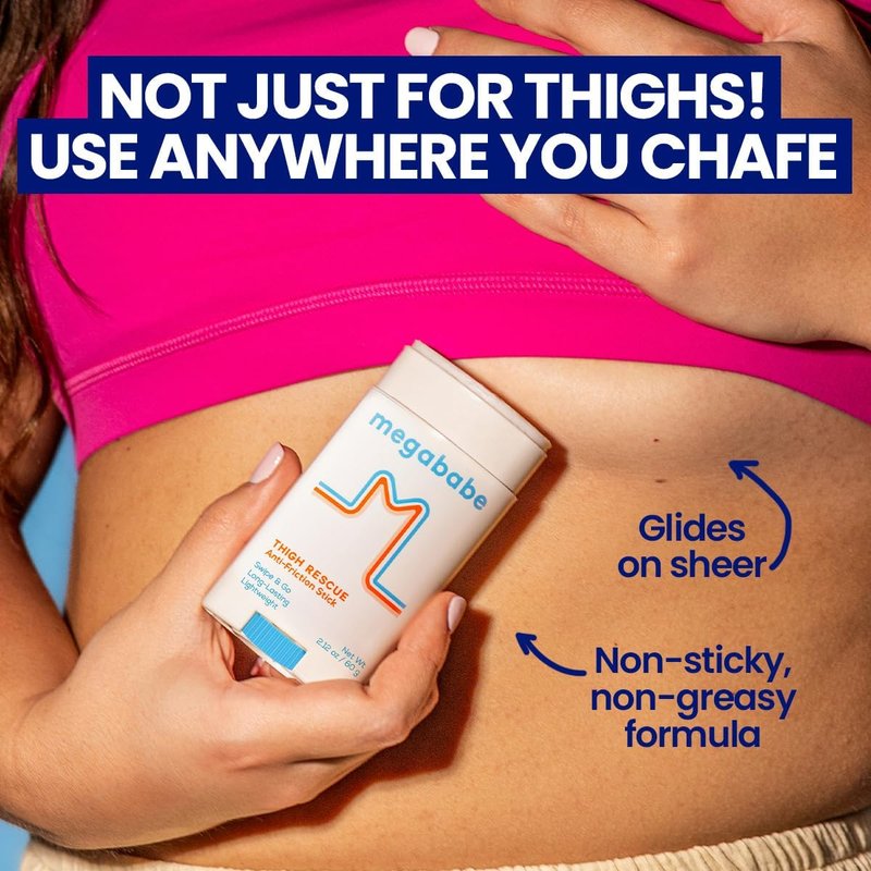 Megababe Thigh Rescue Anti-Chafe Stick - Prevent Skin Chafe & Irritation | Ideal for Thighs, Arms & Bra-Lines