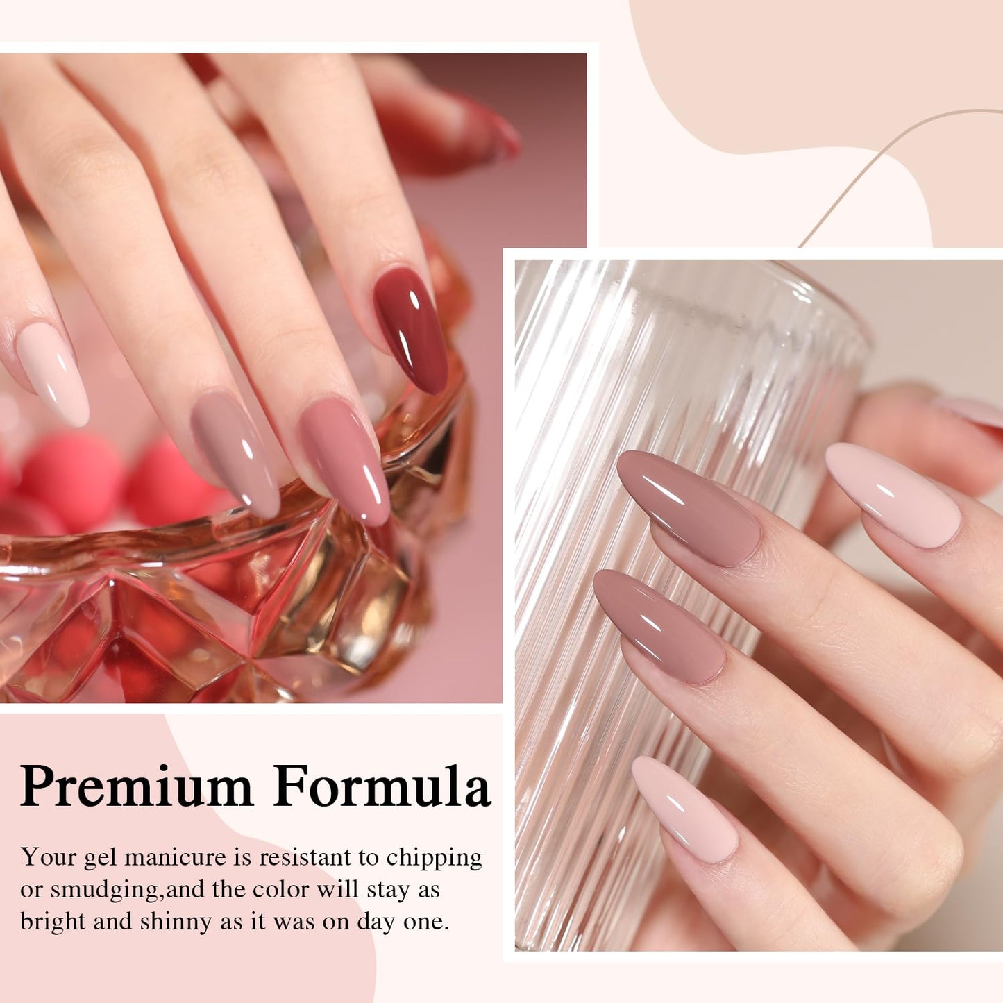 Larvall Beautpal 40 PCS Gel Nail Polish Set All Seasons Collection 36 Colors Gel Polish 7ml Popular Nude Pink Red Blue Glitter Nail Polish Starter Kit Soak off Nail Art DIY