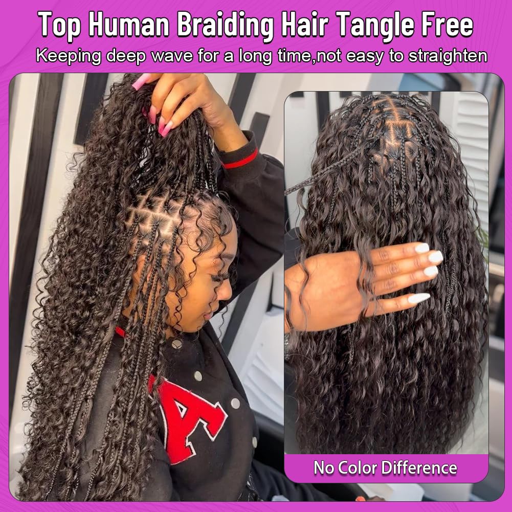 16Inch 110gNatural Black 100% Virgin Hair Extensions Human Braiding Hair for Boho Braids