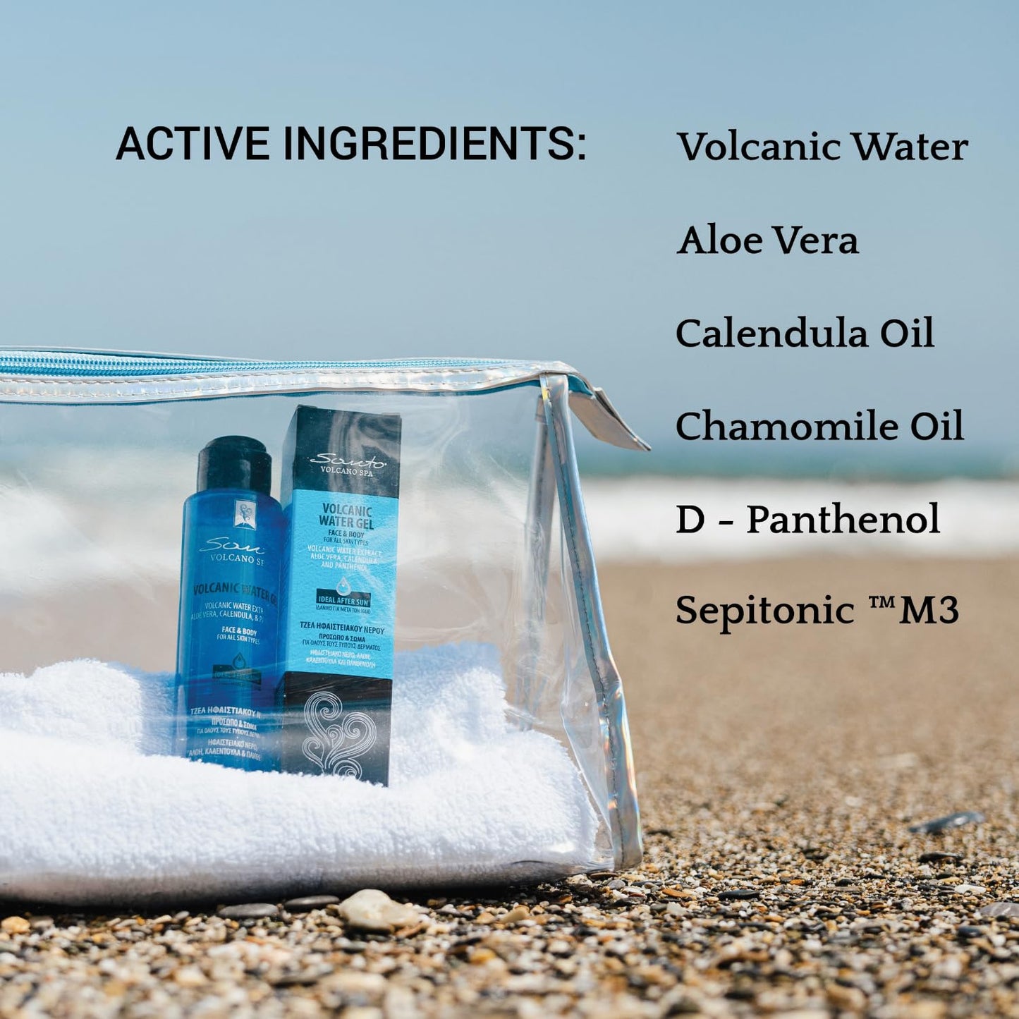 Santo Volcano Volcanic Water Gel 100ml – Soothing & Hydrating Hydro Gel Moisturizer for Face & Body – Reduces Redness, Itchiness, Irritation and Sunburn