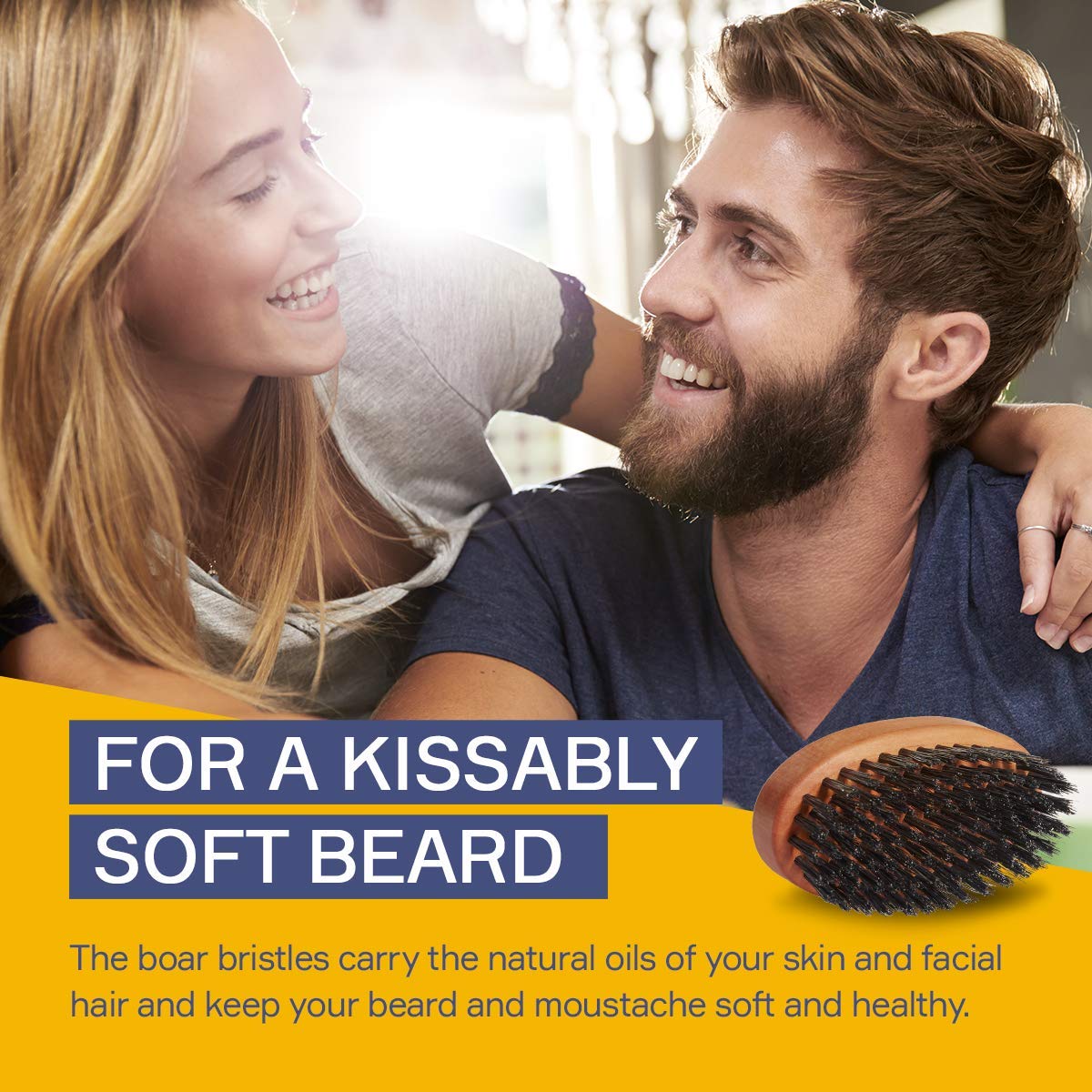 Seven Potions Beard Brush For Men With 100% First Cut Boar Bristles. Made in Pear Wood With Firm Bristles To Tame and Soften Your Facial Hair