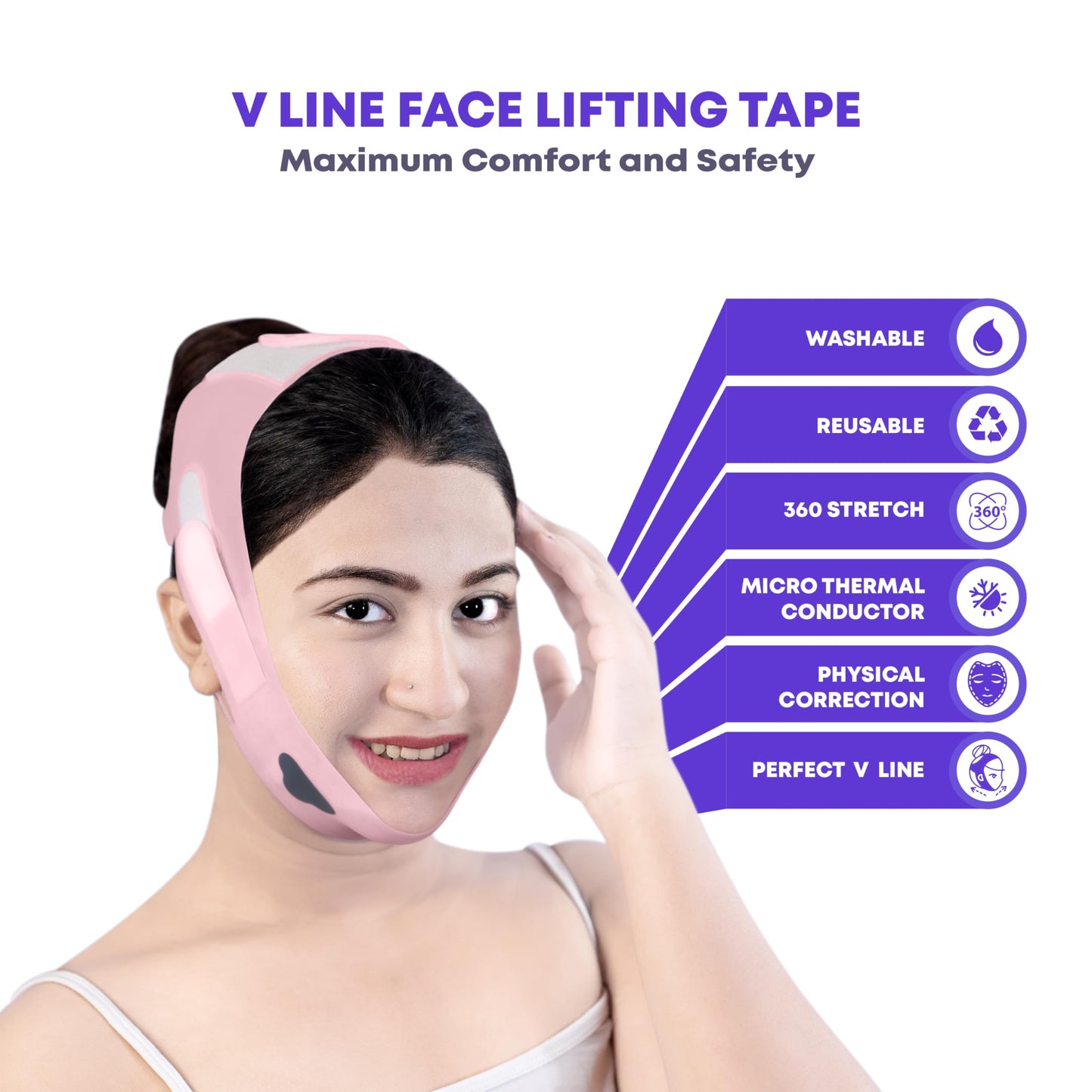 OORSE Silicone V Line Face Lifting Mask with Adjustable Double Chin Strap for Women