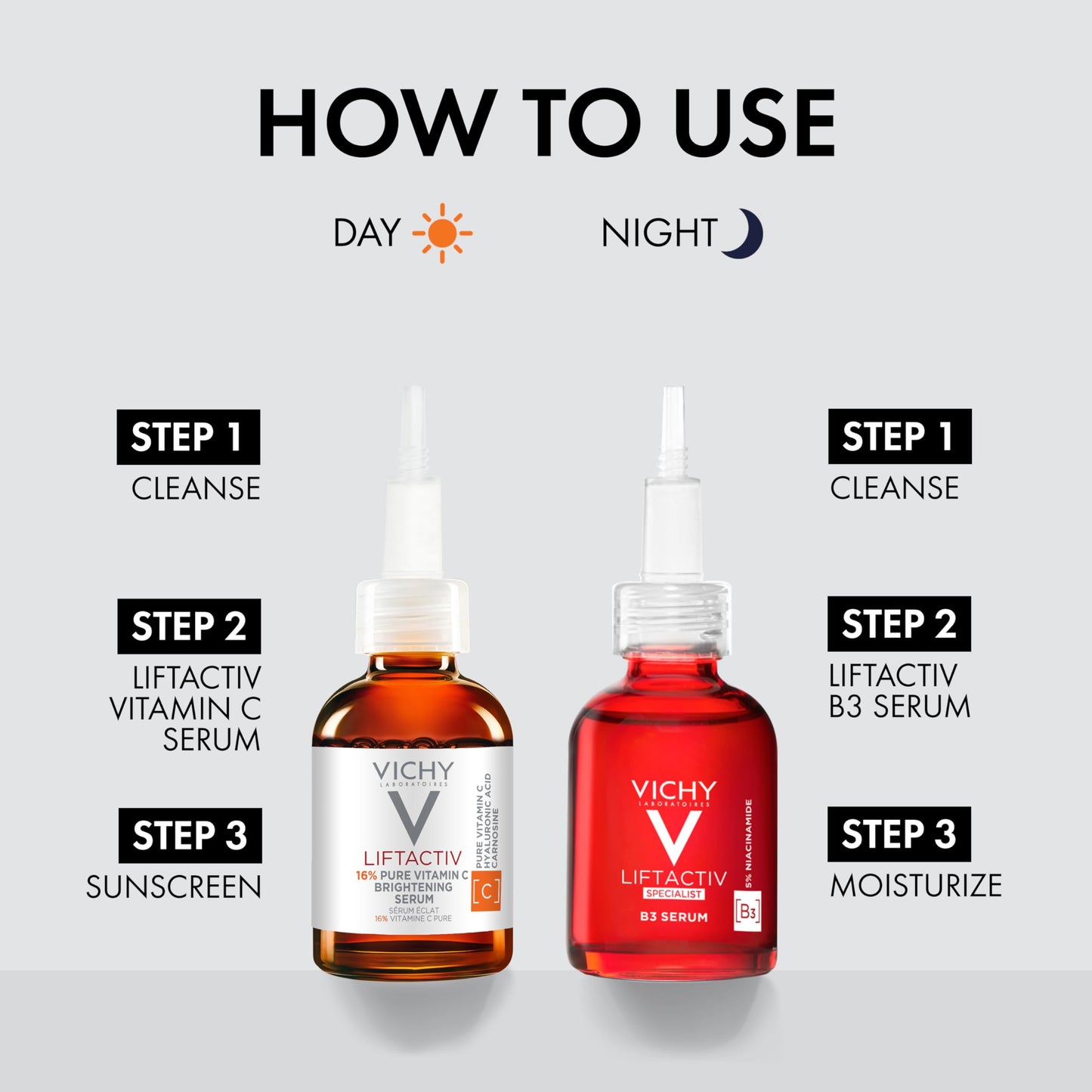 Vichy Radiance Duo, Skin Care Set with LiftActiv 16% Vitamin C Serum & LiftActiv B3 Niacinamide Serum, Gift Set for Brightening, Dark Spots & Wrinkles