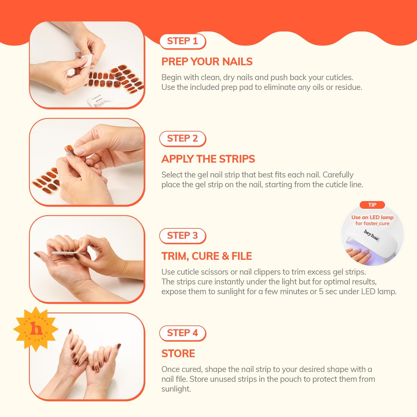 Heyhae Essentials Bundle - Semi Cured Gel Nail Strips (Hey, Let's Go Shopping) + Top Gel [2 Pack]