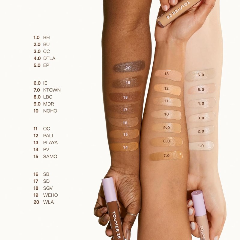 Tower 28 Swipe Serum Concealer - Hydrating Medium-Full Coverage Makeup | Infused with Hyaluronic Acid & Centella - 1.0 Fair/Neutral (0.22 oz)